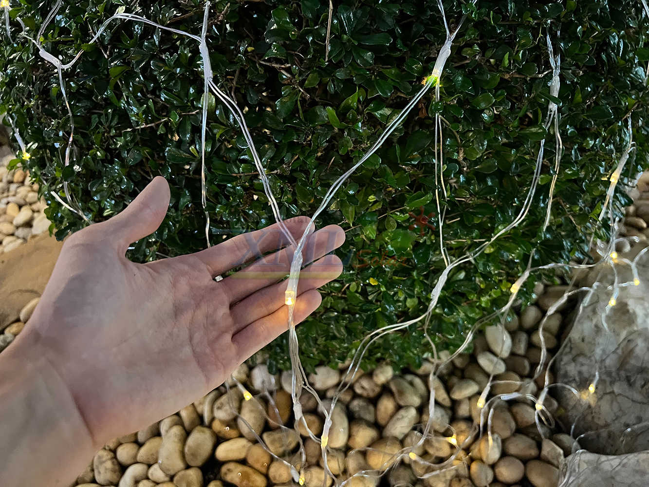 ไฟกระพริบโซล่าเซลล์ เเบบตาข่าย (เเสง : เหลืองวอมไวท์)