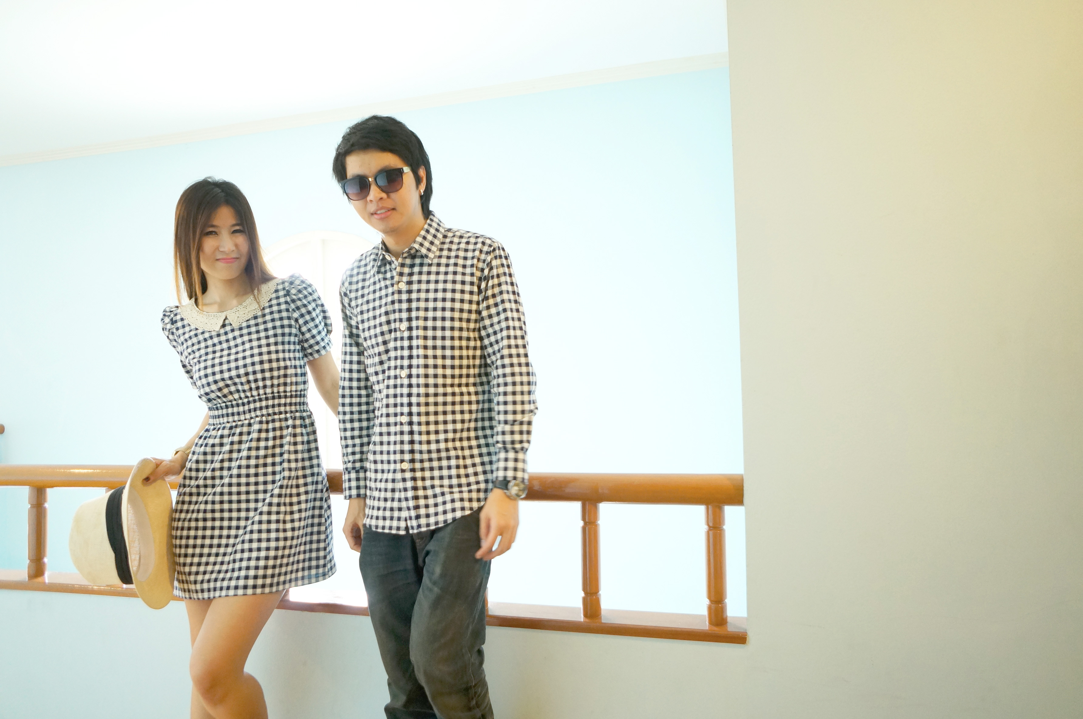 เสื้อคู่รัก ชุดคู่ลายสก๊อตน้ำเงิน ใส่สบายๆและดูน่ารักมาก