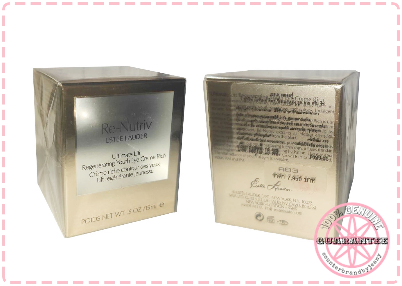 PRE-ORDER: ESTEE LAUDER Re-Nutriv Ultimate Lift Regenerating Youth Eye Creme