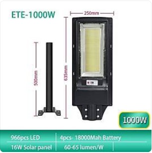 ไฟถนนโซล่าเซลล์ รุ่น XML-ETE-1000W