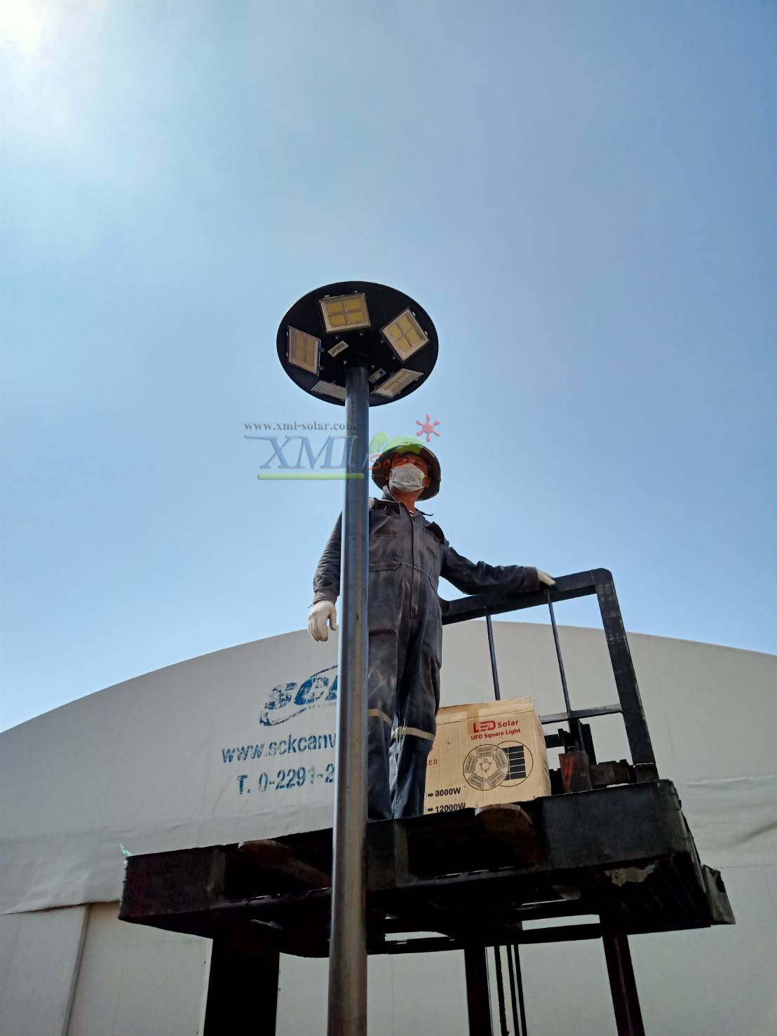 เสาไฟสนาม เหล็กพ่นสีดำ (ปลาย 3 นิ้ว)