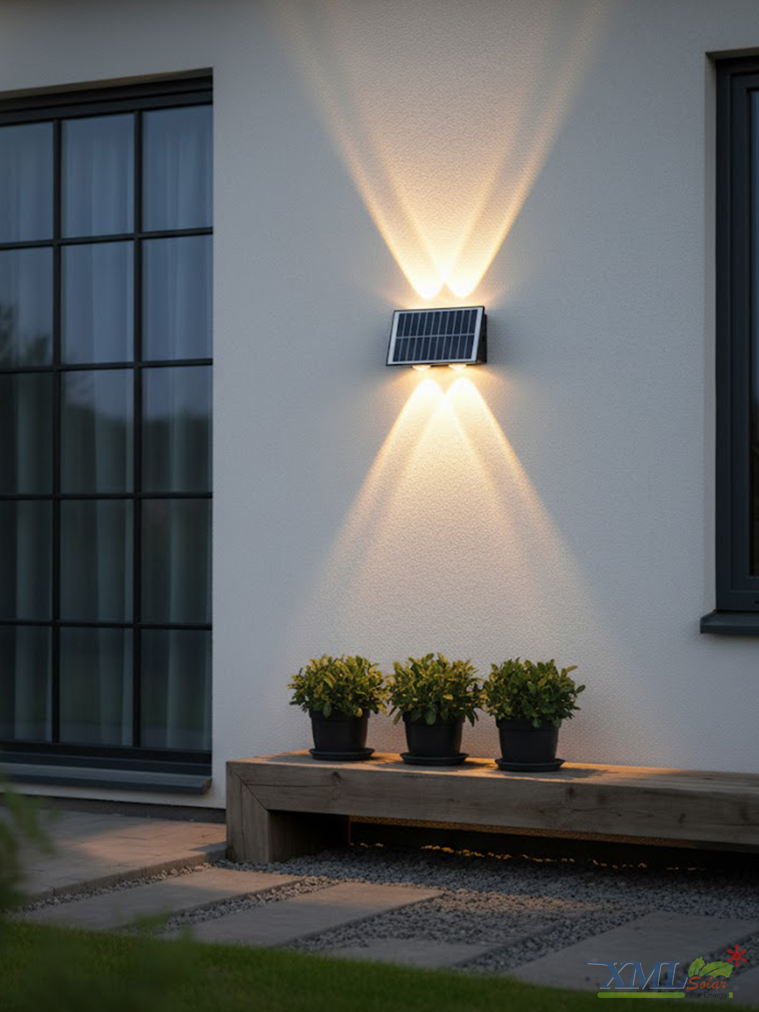 โคมไฟผนังโซล่าเซลล์ LED ส่องบน-ล่าง รุ่นใหม่!