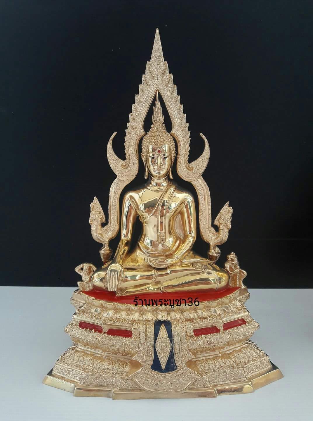 พระพุทธชินราชหน้าตัก5 นิ้วขัดมัน ฐาน1ชั้น พิมม์เก่า รหัส0148