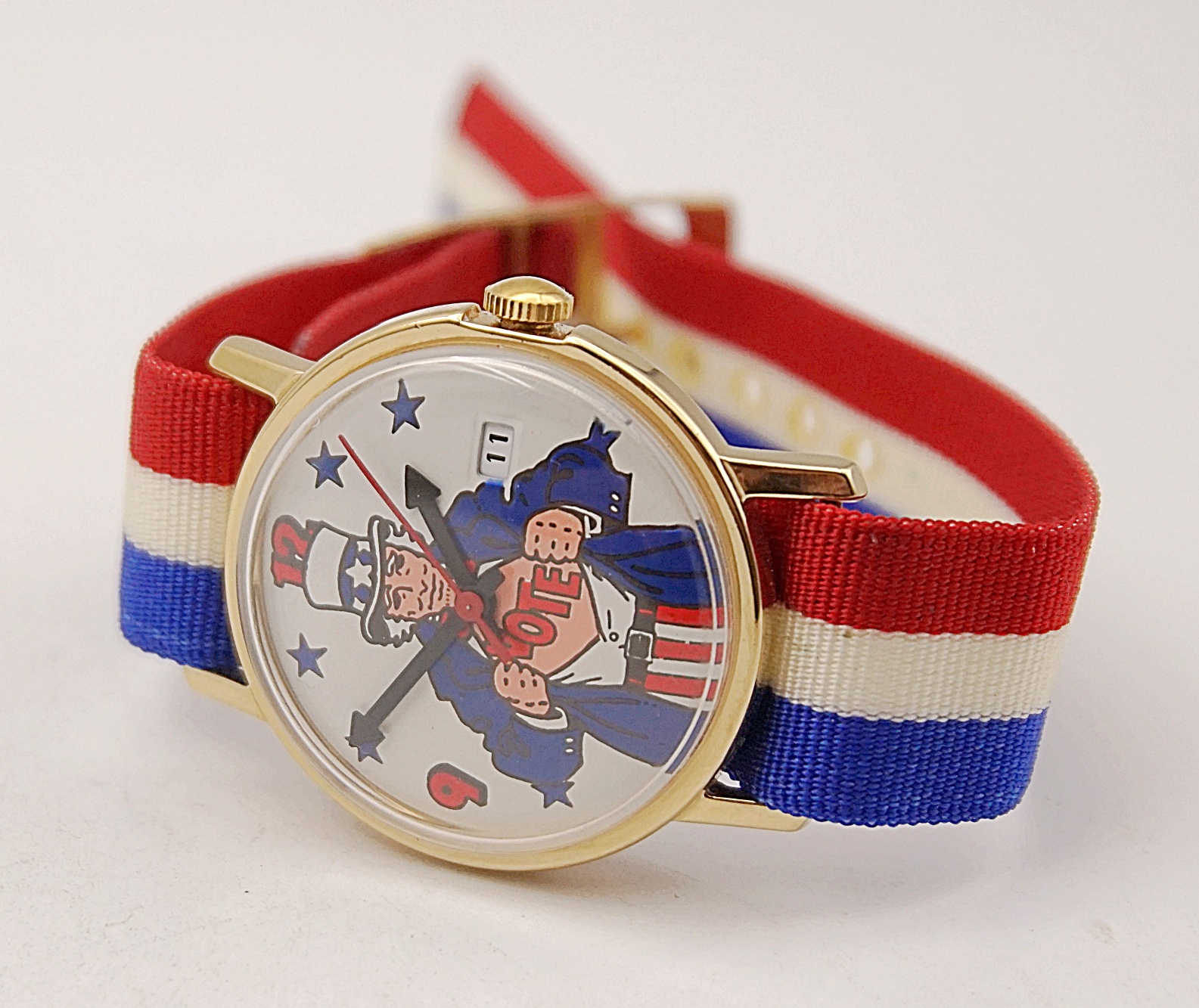 นาฬิกาเก่า TIMEX Uncle Sam Vote ไขลาน