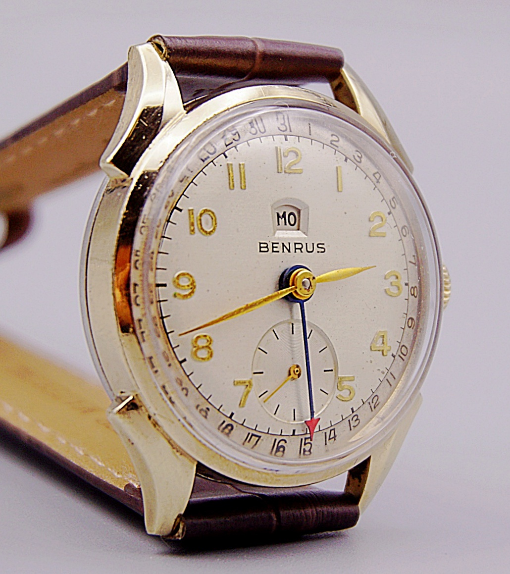 นาฬิกาเก่า BENRUS POINTER DATE ไขลาน