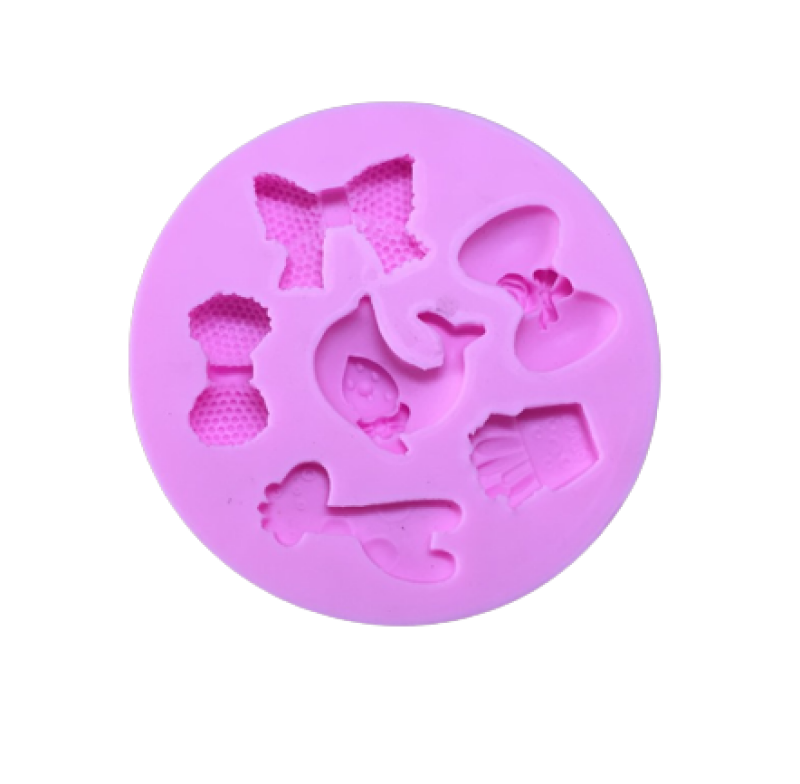 แม่พิมพ์ ซิลิโคน สำหรับทำฟองดองท์ กัมเพส รูปโบว์ (พิมพ์สีเขียว)