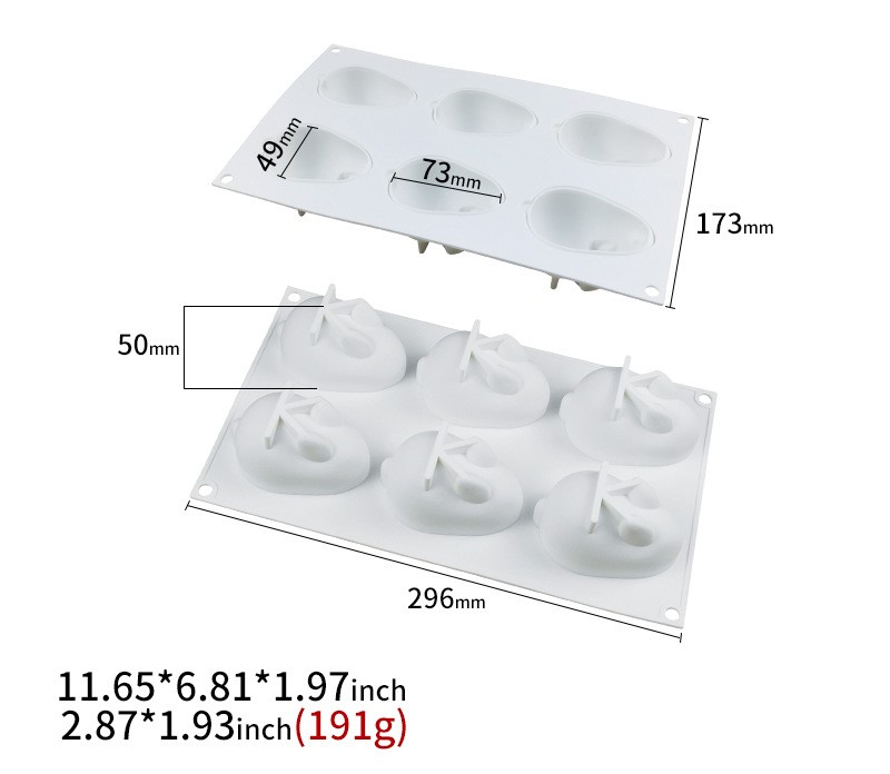 โมล(Mold) แม่พิมพ์ซิลิโคน ทำวุ้น ขนม สบู่ งานdiy รูปกระต่าย 6 ช่อง แบบบางมาก (70 กรัม)(พิมพ์สีขาว)