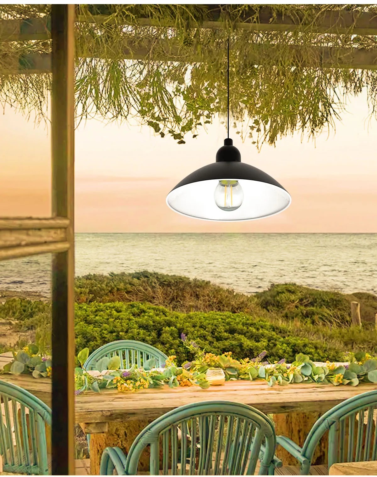 โคมไฟโซล่าเซลล์ ติดเพดาน รุ่นโคมวินเทจ 150 Lumen (แสง เหลืองวอมไวท์)