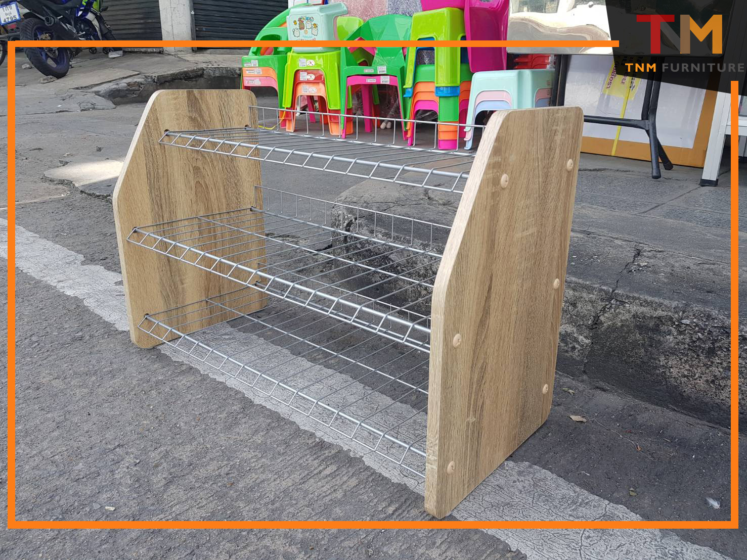 ชั้นรองเท้าข้างไม้ 3ชั้น รุ่นPETER