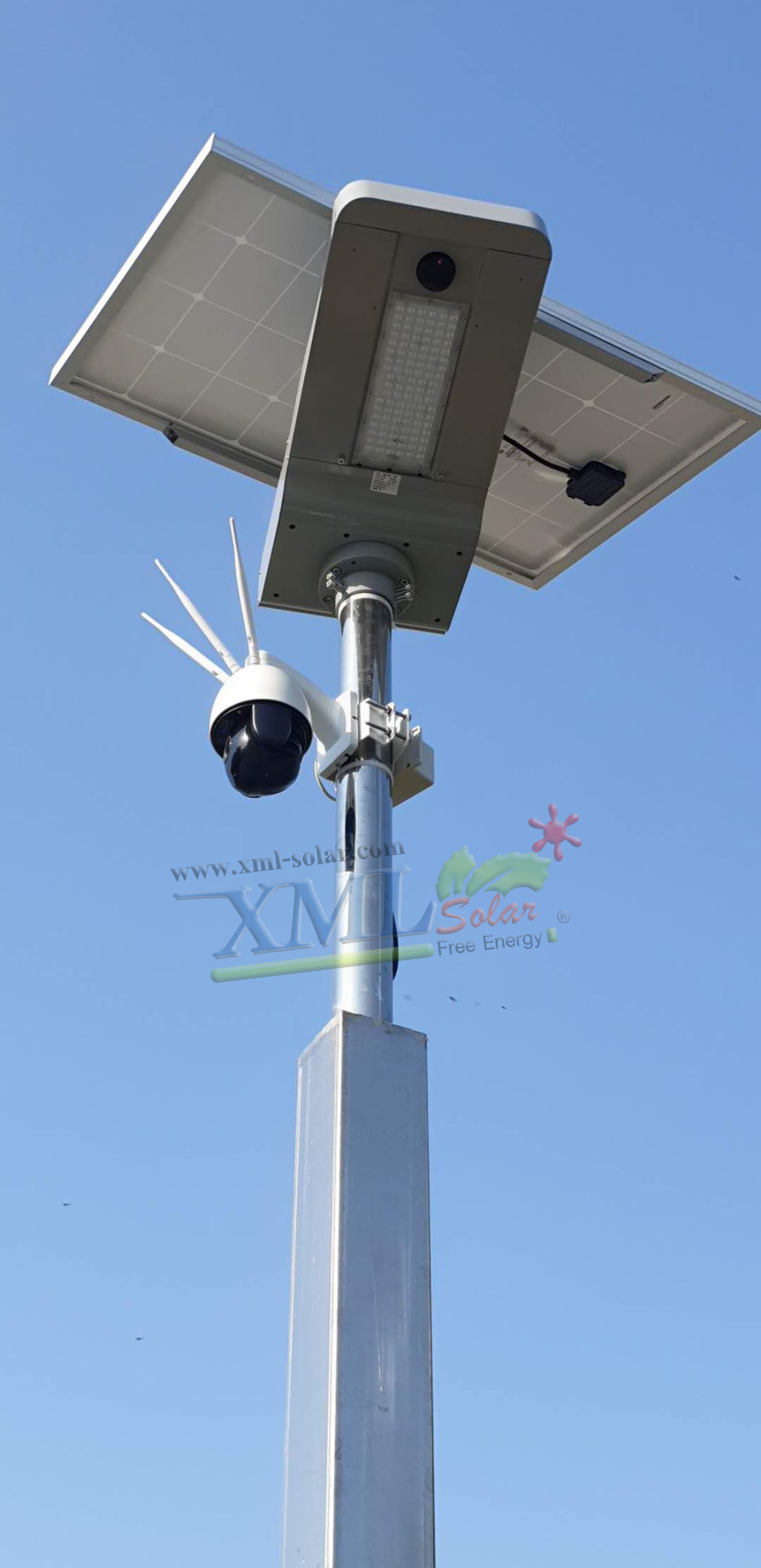 โคมไฟถนนอัจฉริยะ โซล่าเซลล์ 80 Watt Mono+ CCTV (ใช้ simcard 4G)