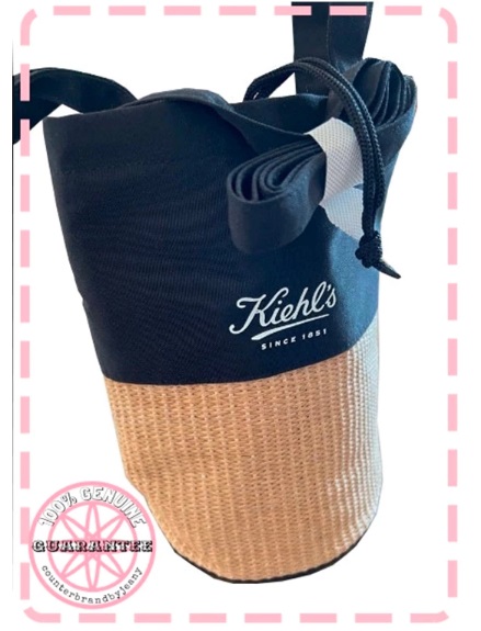 KIEHL'S Black Straw Bucket Bag กระเป๋าสะพายข้าง สะพายพาดลำตัว Cross Body Bag (พร้อมส่ง)
