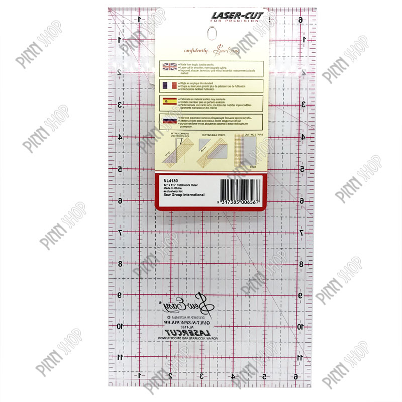 ไม้บรรทัดสำหรับงานควิลท์ Quilt ขนาด 12 x 6.5 นิ้ว