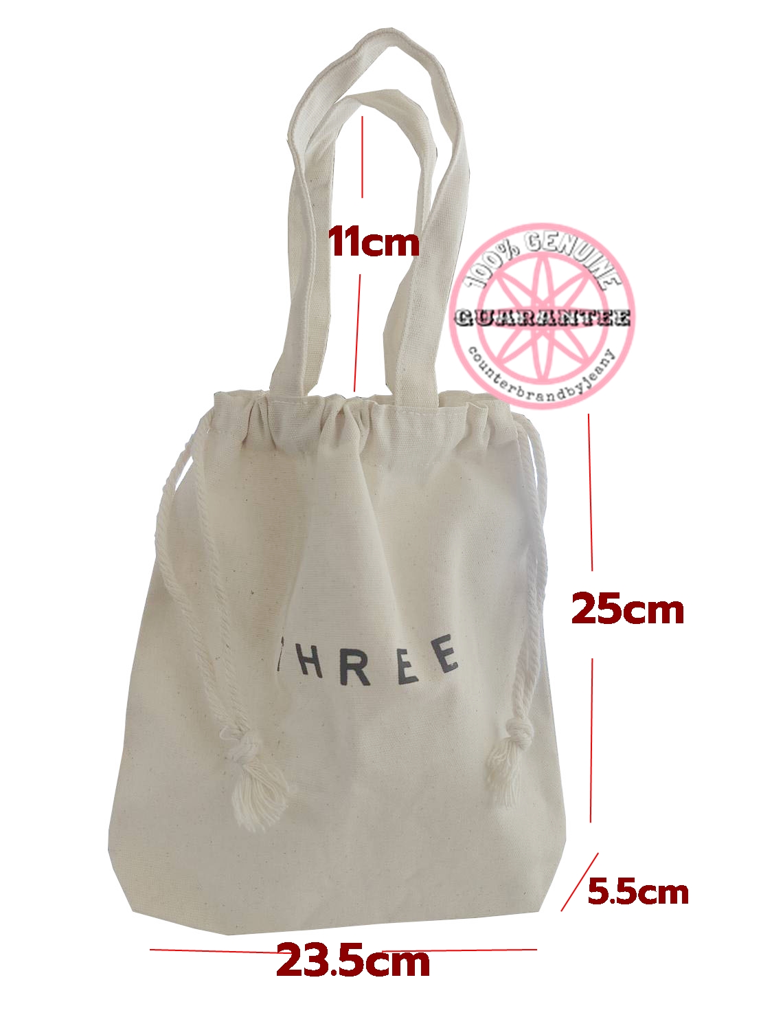 กระเป๋ามินิโท๊ท THREE Mini Canvas Drawstring Tote Bag (พร้อมส่ง)