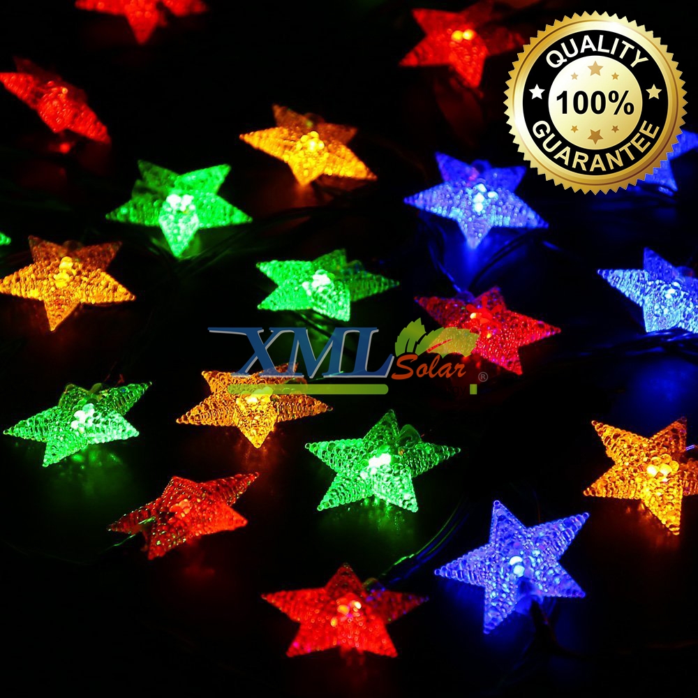 ไฟกระพริบโซล่าเซลล์ ทรงดาว 30 ดวง (เเสง : หลากสี)