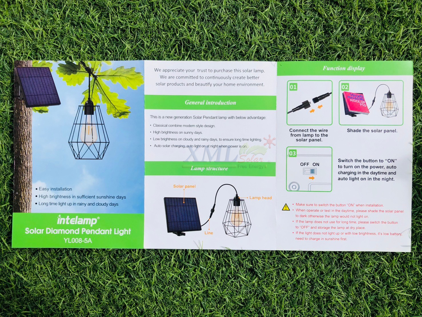 โคมไฟโซล่าเซลล์ ติดเพดาน รุ่น YL008-5A (แสง : เหลืองวอมไวท์)