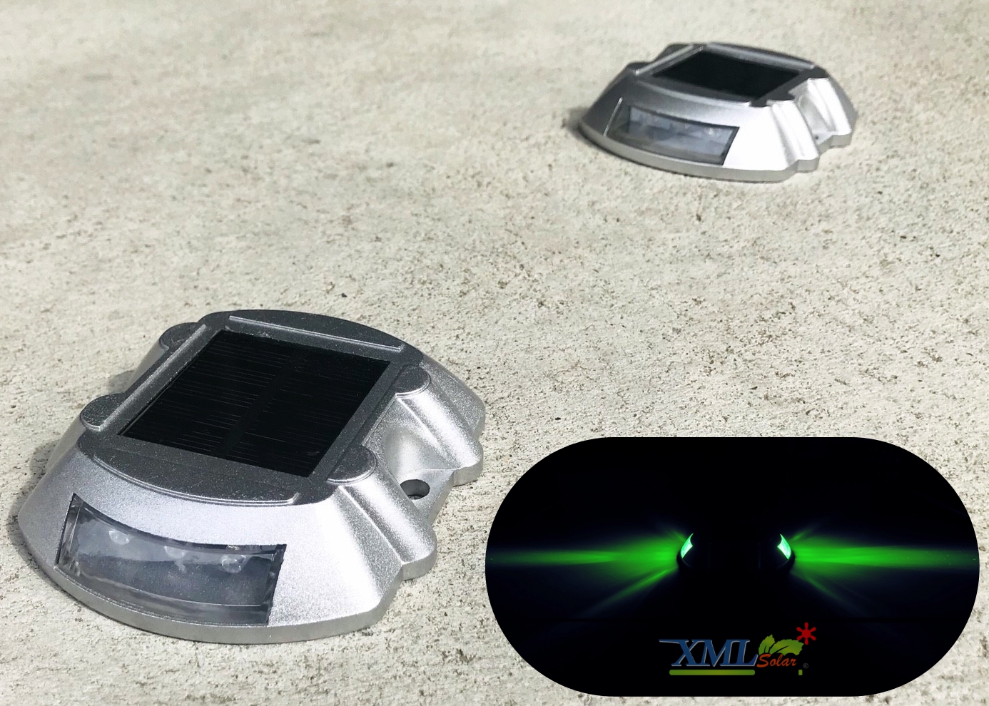 ไฟหมุดถนนโซล่าเซลล์ 6 LED รุ่น Robot (เเสง : เขียวกระพริบ)