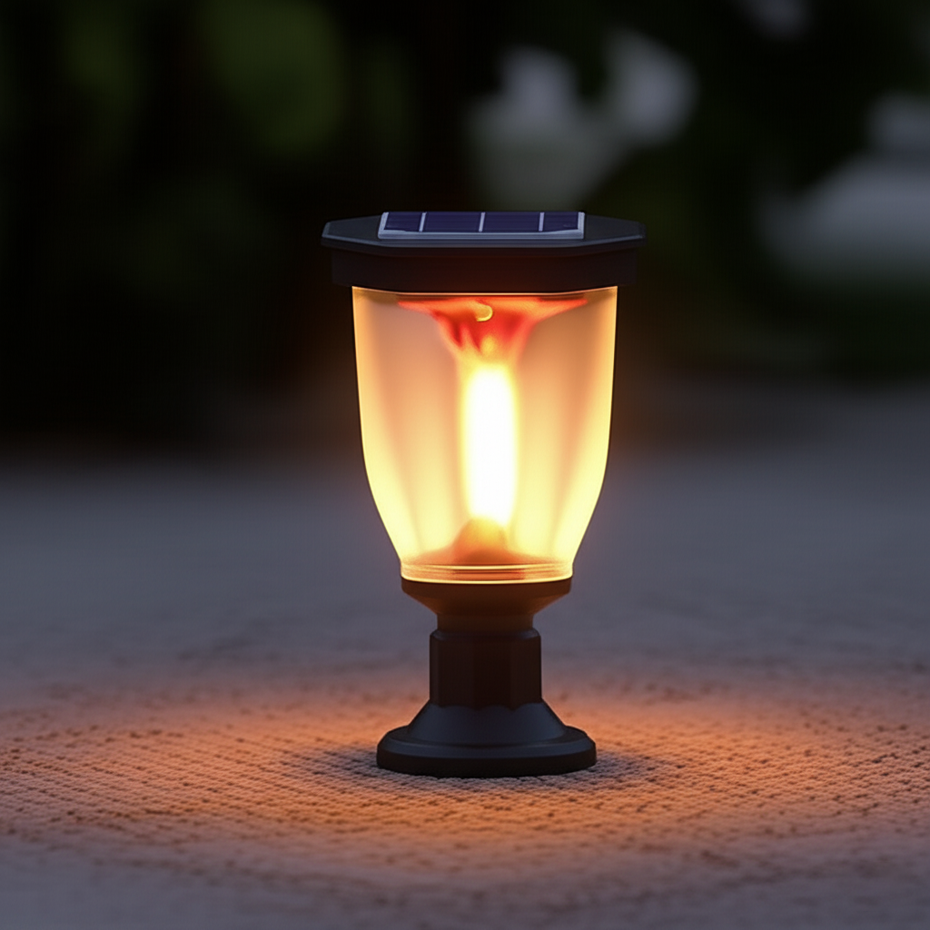 โคมไฟหัวเสาโซล่าเซลล์ LSXML-211 รุ่นภูเขาไฟ (แสง : เหลืองวอมไวท์)