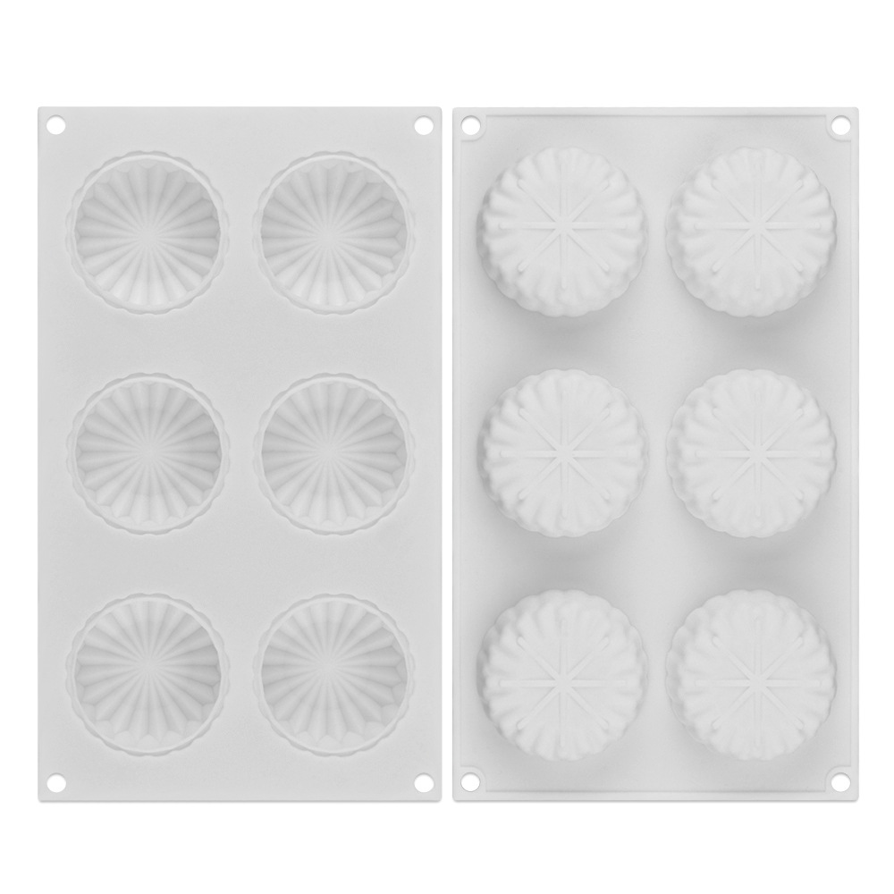 โมล(Mold) แม่พิมพ์ซิลิโคน ทำวุ้น ขนม สบู่ งานdiy ทรงกลมลายหยัก 6 ช่อง (80 G.)