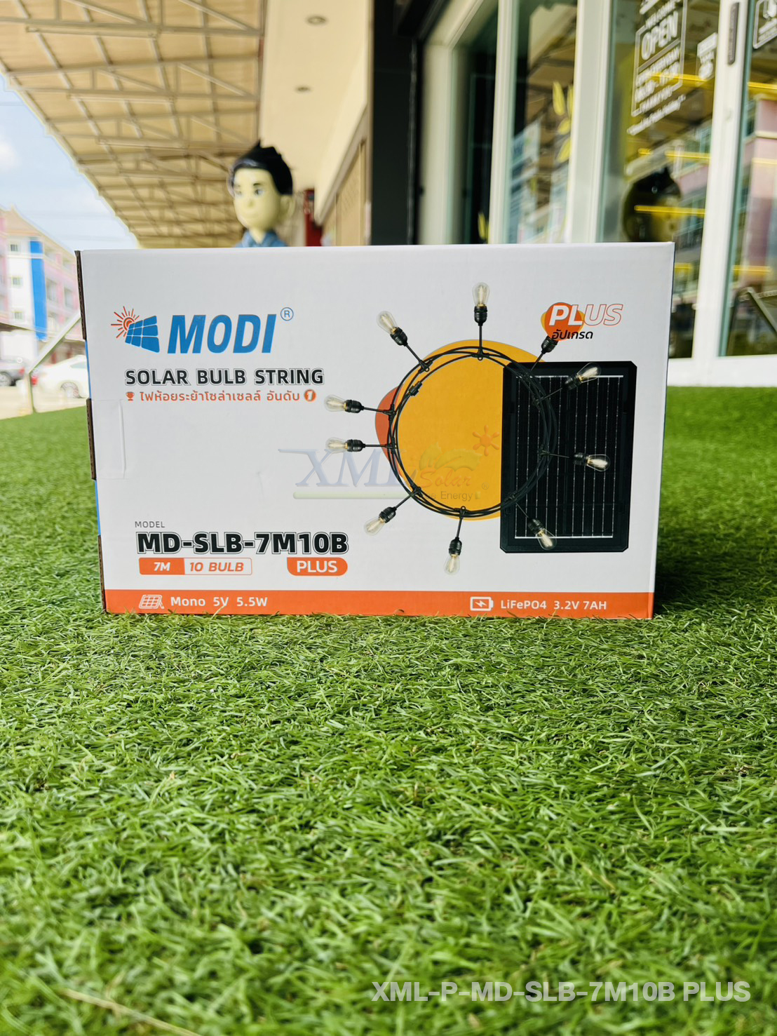 ไฟกระพริบโซล่าเซลล์ หลอดไส้ทรงรี 7/10/20 หลอด รุ่น MD-SLB (เเสง : เหลืองวอมไวท์)