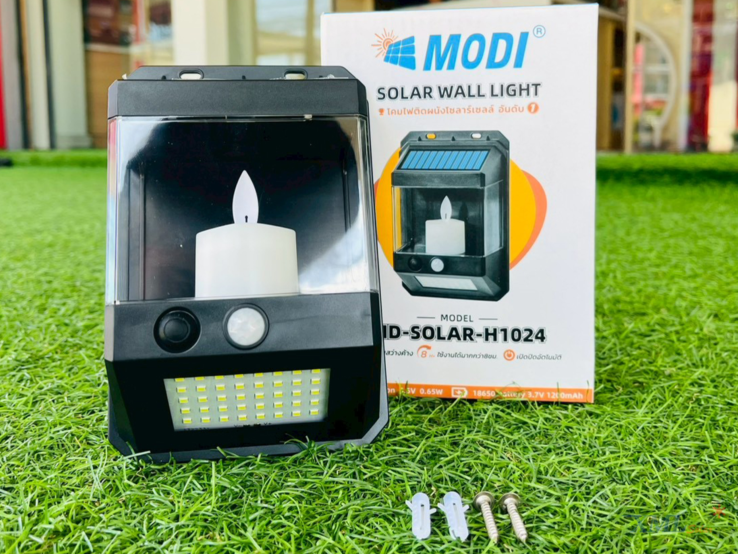 โคมไฟติดผนังเชิงเทียนโซล่าเซลล์ ระบบเซนเซอร์ กันน้ำIP65 เปิดปิดอัตโนมัติ (แสง : เหลือง+แสงขาว)