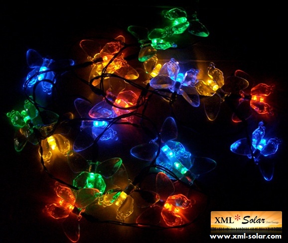 ไฟกระพริบโซล่าเซลล์ รูป ผีเสื้อ 20 ตัว (เเสง : ผสม 4 สี)