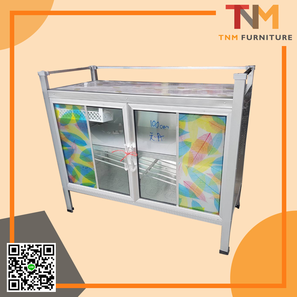 ตู้ครัวหน้ากระเบื้อง(โครงเหล็ก) 100cm.