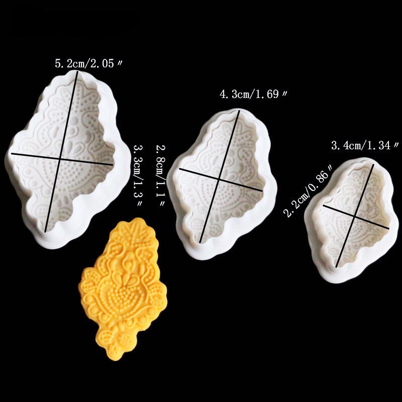 ที่พิมพ์ลายฟองดองท์ พิมพ์กดคุกกี้ 3 ชิ้น/แพ็ค