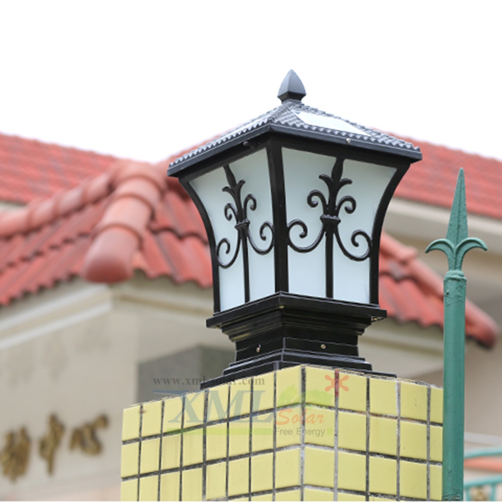 โคมไฟหัวเสาโซล่าเซลล์ + AC ทรง Grand เเบบที่ 2 (สีดำ) (เเสง : ขาว + เหลืองวอมไวท์) (45 cm.)