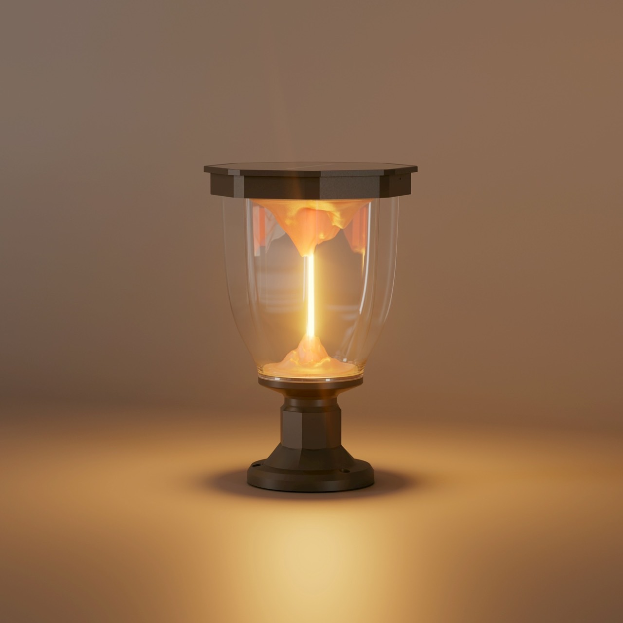 โคมไฟหัวเสาโซล่าเซลล์ LSXML-211 รุ่นภูเขาไฟ (แสง : เหลืองวอมไวท์)