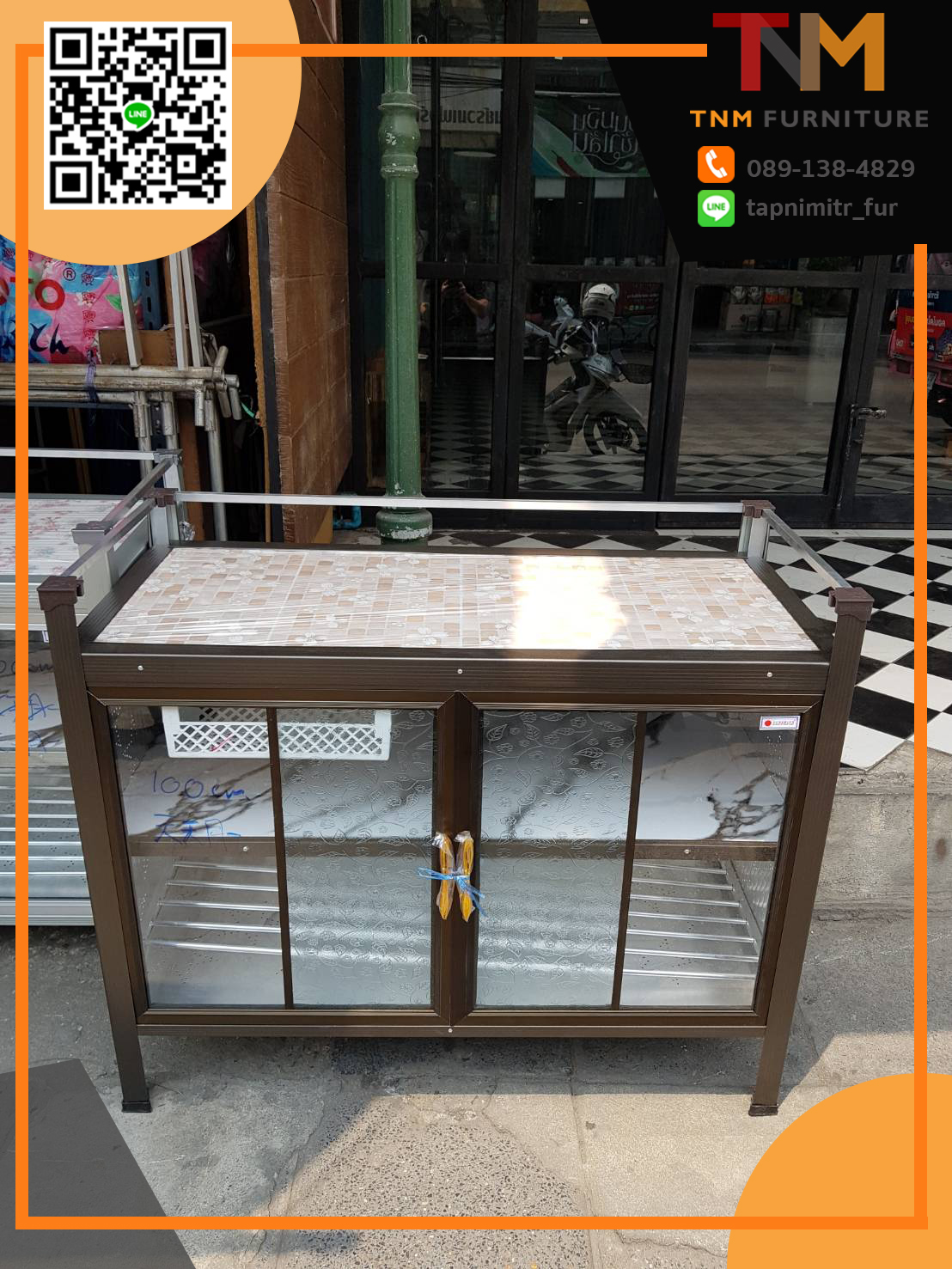 ตู้ครัวหน้ากระเบื้อง(โครงเหล็ก) 100cm.