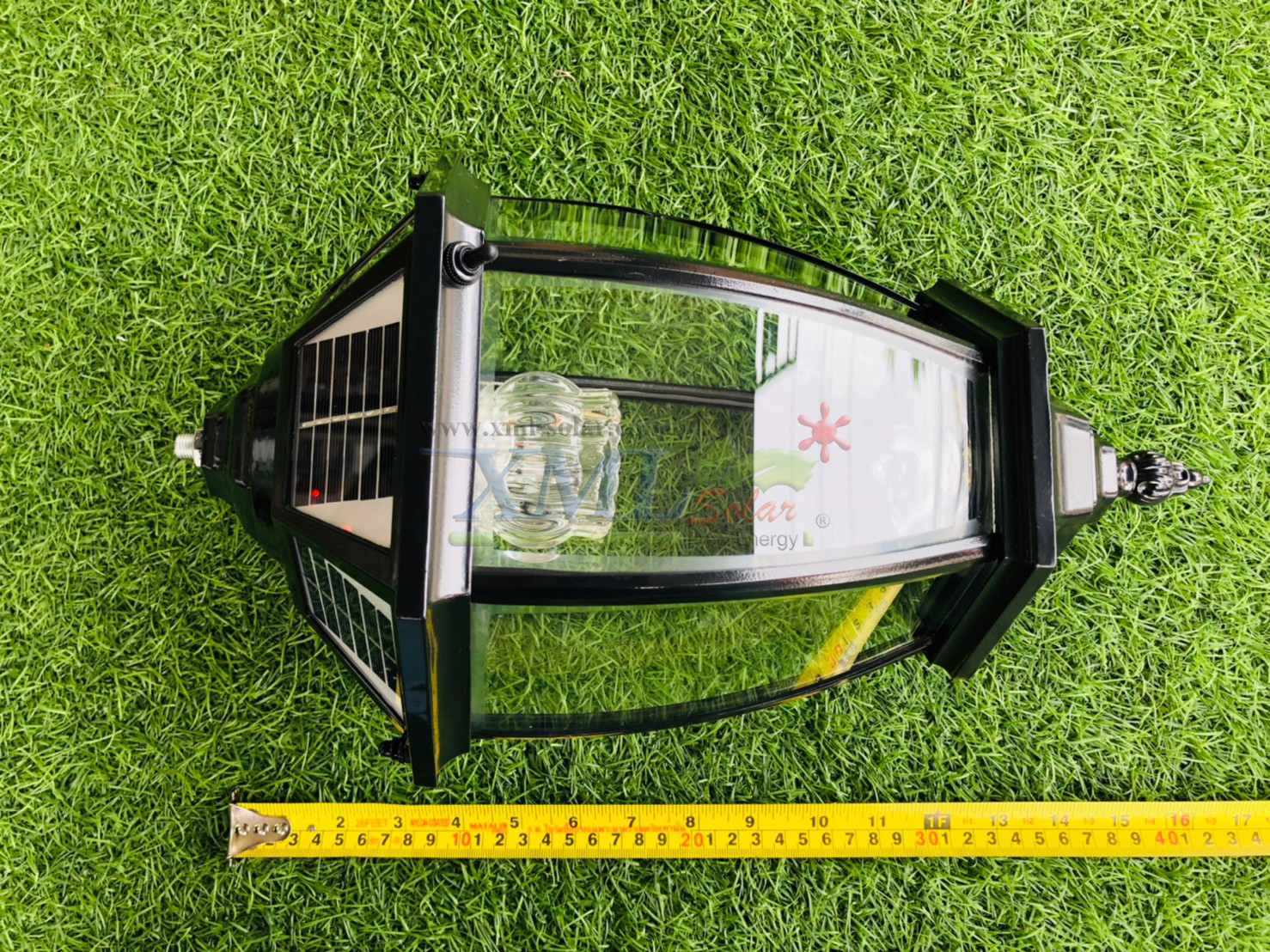ตั้งพื้นโซล่าเซลล์ ทรงยุโรป กิ่งคู่ สูง 250 cm. (เปิดได้ 2 แสง)