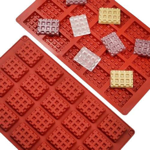 แม่พิมพ์ซิลิโคน พิมพ์สบู่ พิมพ์วุ้น พิมพ์ขนม รูปวาฟเฟิล 20 ช่อง (พิมพ์สีฟ้า)