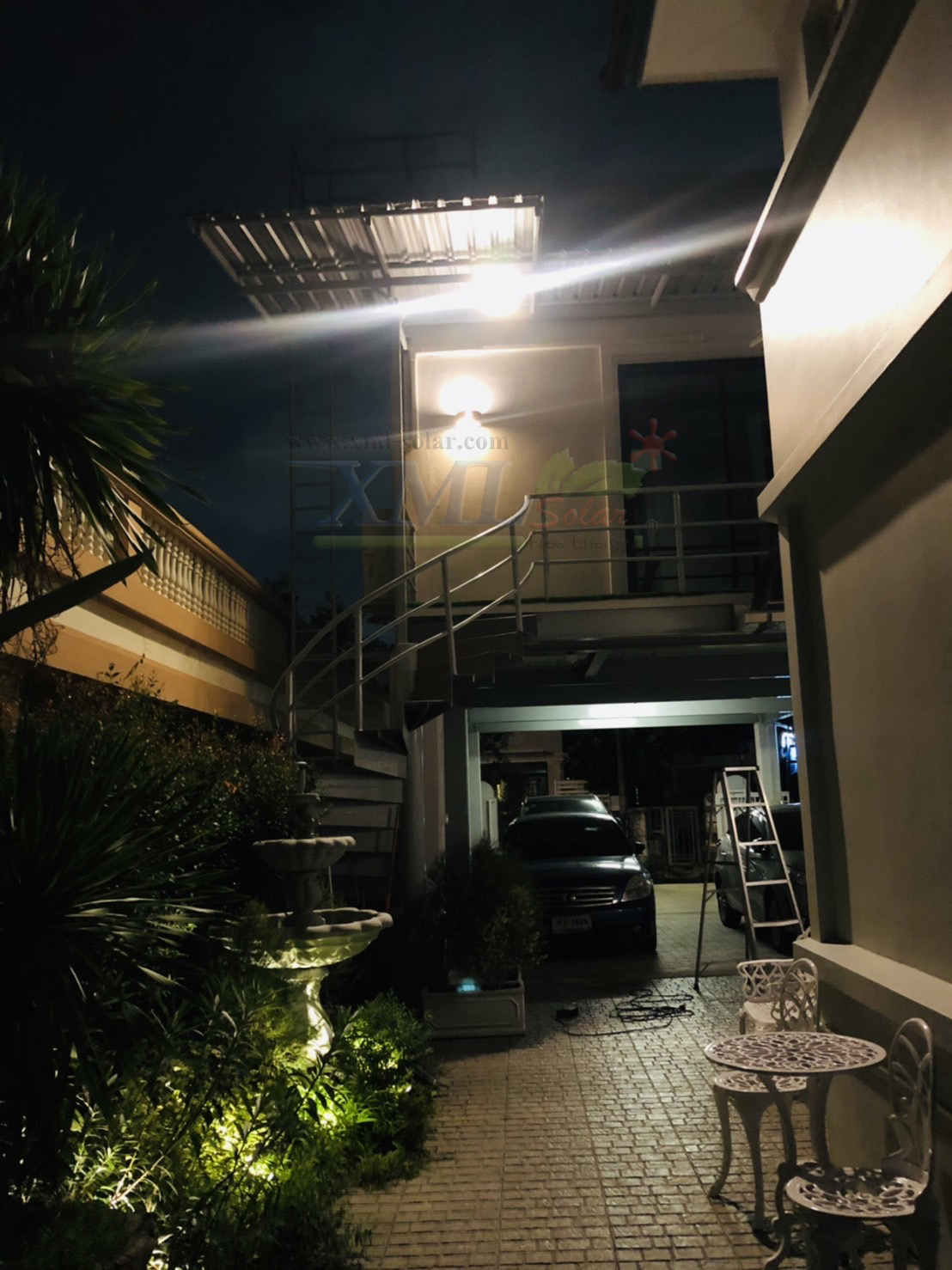 ไฟสปอตไลท์โซล่าเซลล์ 100 Watt กล่องสีน้ำตาล (เปิดได้ 3 แสง)