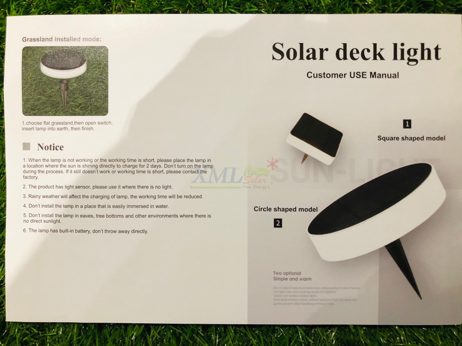 โคมไฟฝังพื้นโซล่าเซลล์ ทรงกลม รุ่น DPD-0544 (แสงขาว + เหลืองวอมไวท์)