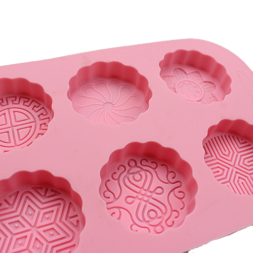 แม่พิมพ์ซิลิโคน พิมพ์สบู่ พิมพ์วุ้น พิมพ์ขนม ทรงขนมไหว้พระจันทร์ 6 ช่อง