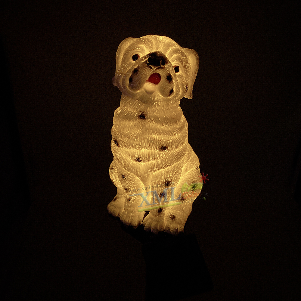 ไฟปักสนามโซล่าเซลล์ น้องหมา 1 LED (แสง : เหลืองวอมไวท์) 1 แถม 1