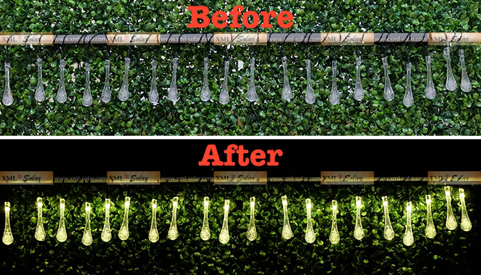 ไฟกระพริบโซล่าเซลล์ รูป หยดน้ำ 30 ชิ้น (เเสง : เหลืองวอมไวท์)