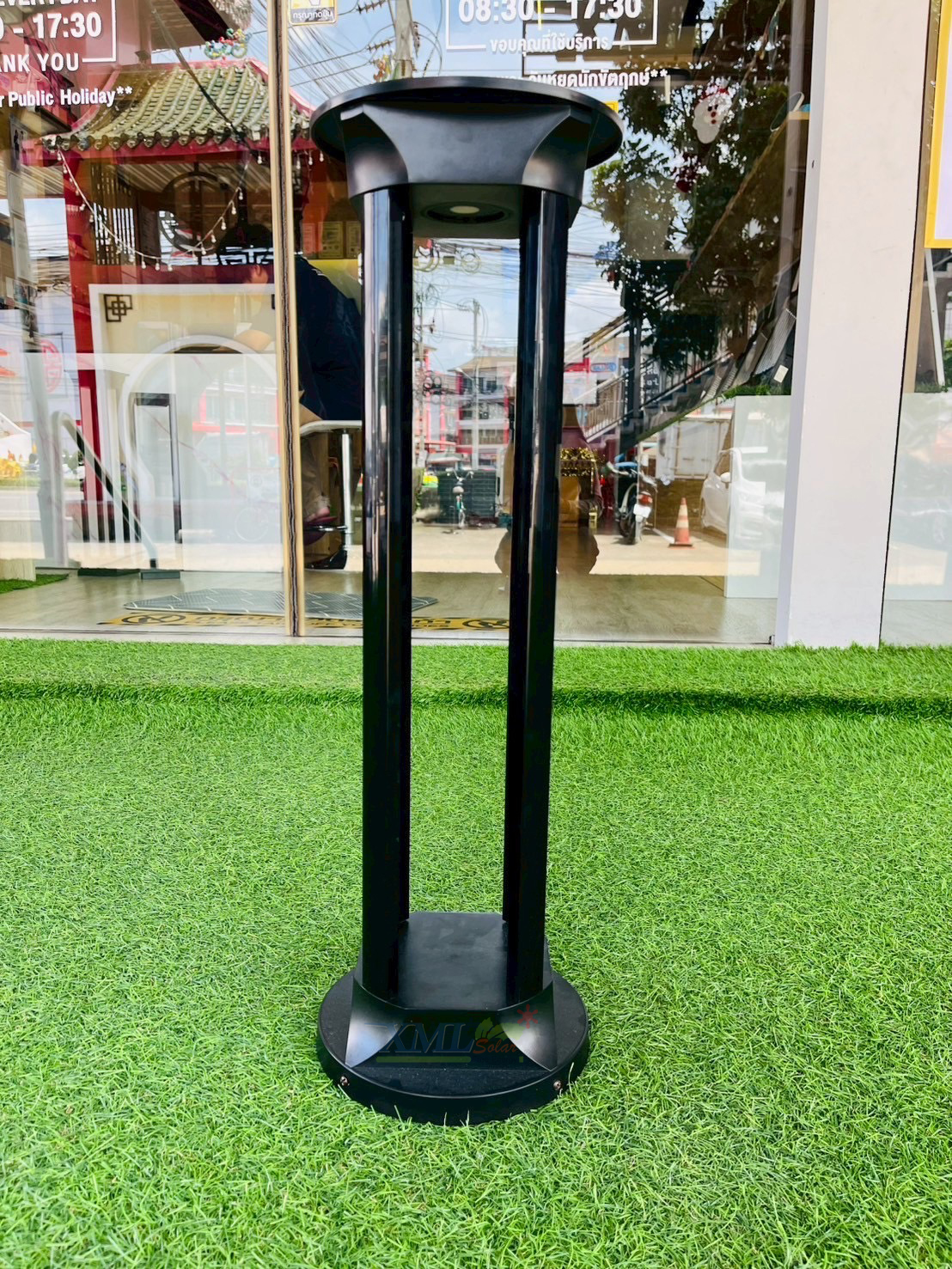 โคมไฟตั้งพื้นโซล่าเซลล์ 60CM สไตล์โมเดิร์นทรงกลม (แบบเงา) (แสง : เหลืองวอมไลท์)