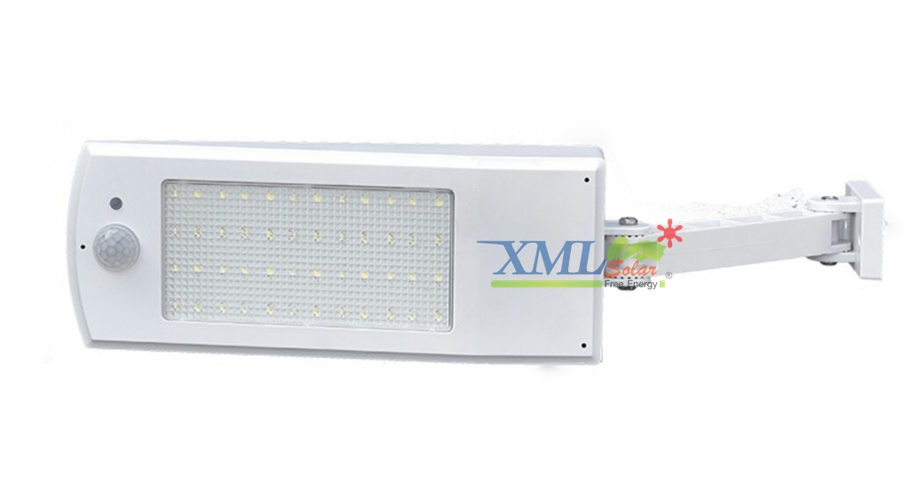 โคมไฟกิ่งโซล่าเซลล์ 48 SMD LED + Motion สีขาว (แสง เหลืองวอมไวท์)
