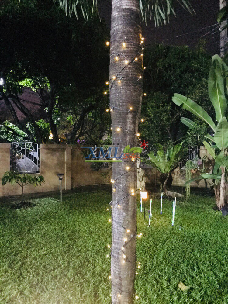 ไฟกระพริบโซล่าเซลล์ 100 LED (เเสง : เหลืองวอมไวท์)