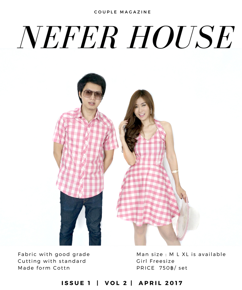 เสื้อคู่รักลายสก็อตสีออกแนวหวานๆโทนสีชมพูขาว