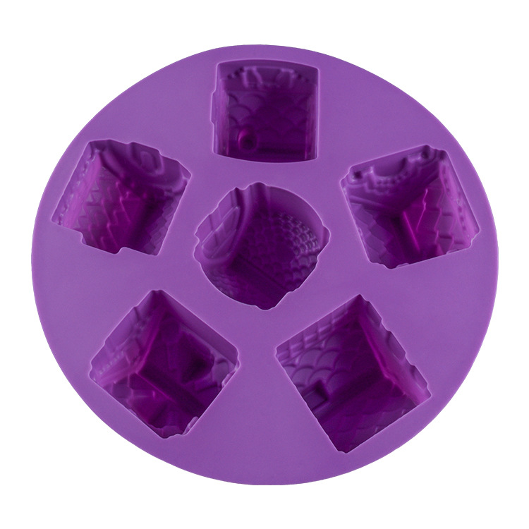 แม่พิมพ์ซิลิโคน พิมพ์สบู่ พิมพ์วุ้น พิมพ์ขนม รูปวิลล่า 6 ช่อง