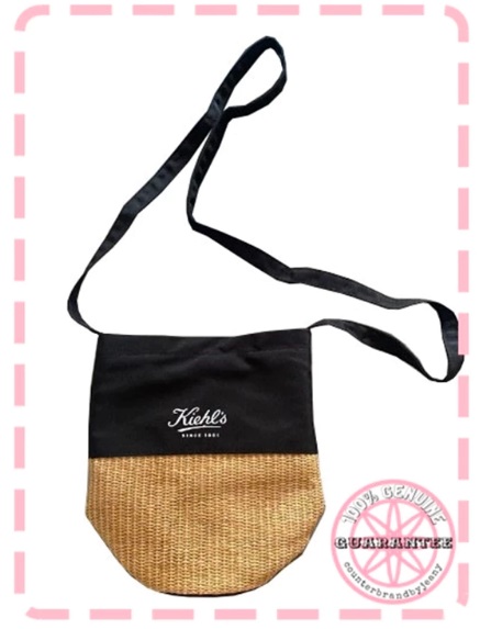 KIEHL'S Black Straw Bucket Bag กระเป๋าสะพายข้าง สะพายพาดลำตัว Cross Body Bag (พร้อมส่ง)