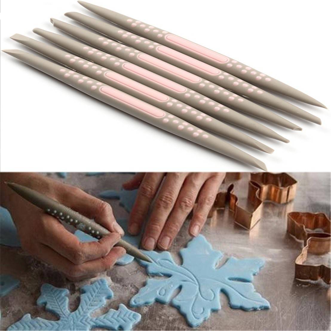 อุปกรณ์ซิลิโคน ตกแต่งฟองดองท์ (Gum Paste Tool Set) 6 ชิ้น/แพ็ค
