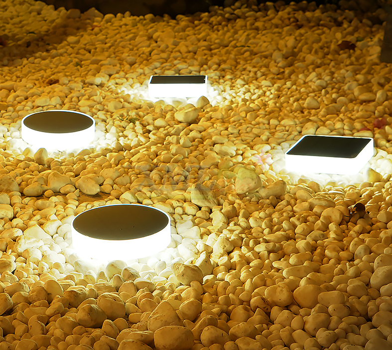 โคมไฟฝังพื้นโซล่าเซลล์ ทรงกลม รุ่น DPD-0544 (แสงขาว + เหลืองวอมไวท์)