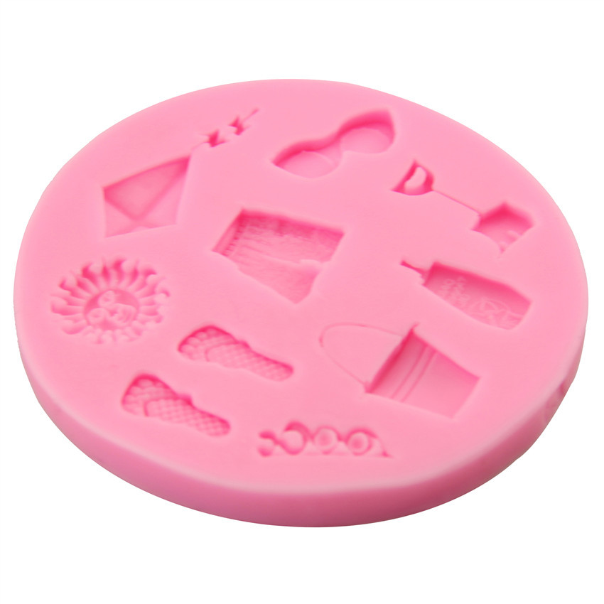 แม่พิมพ์ ซิลิโคน สำหรับทำฟองดองท์ กัมเพส รูปอุปกรณ์ชายหาด