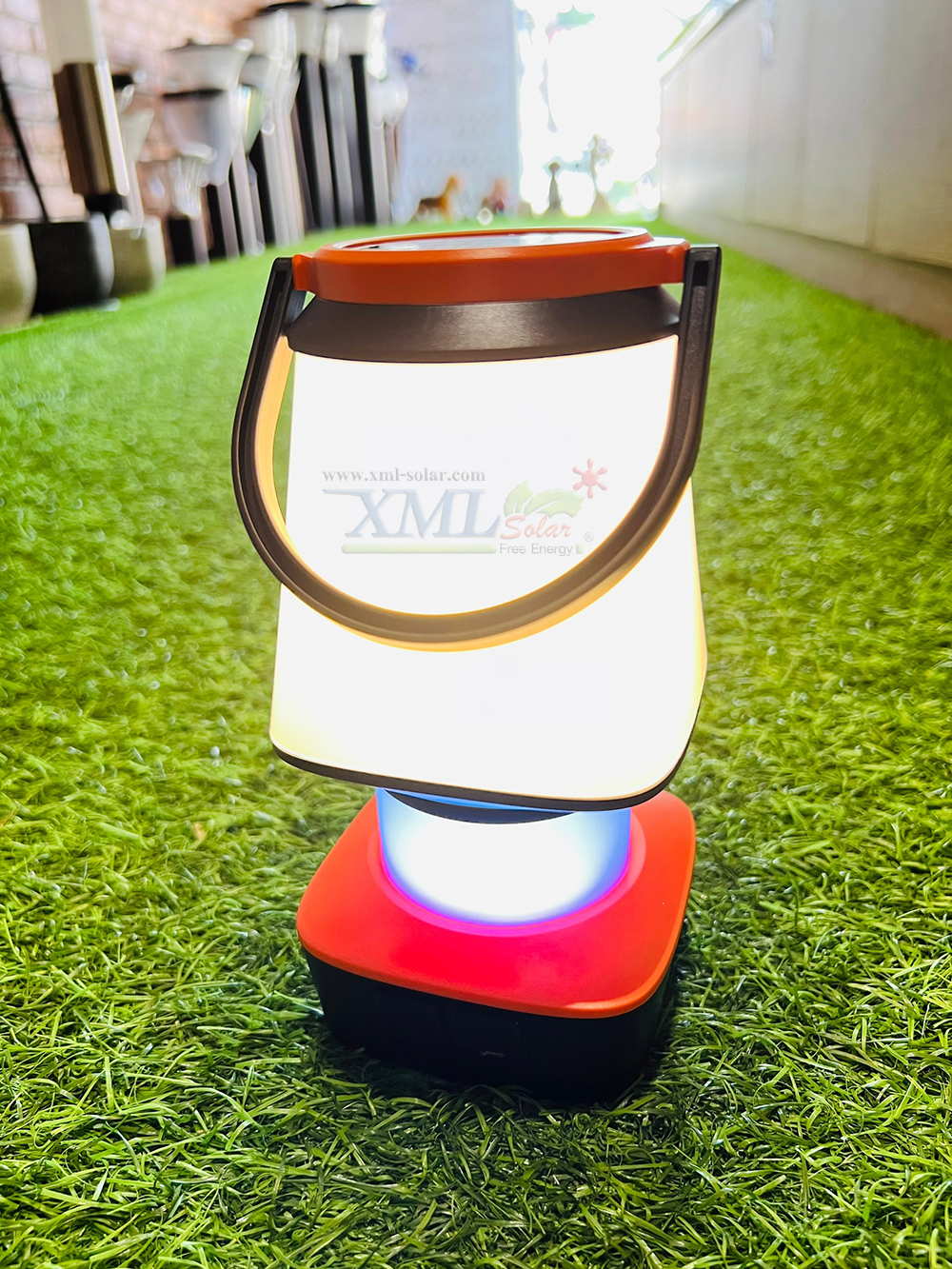 โคมไฟตะเกียงโซล่าเซลล์(สีส้ม) (เลือกเปิดเเสง ขาว / เหลือง / หลากสี ได้)