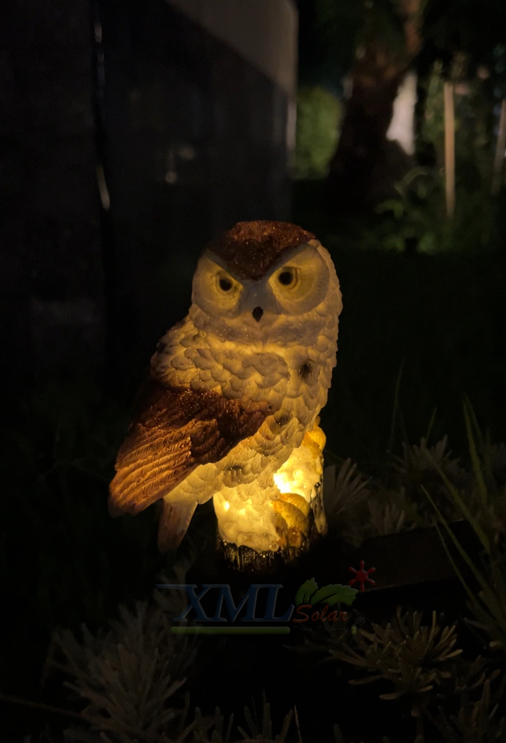 ไฟตุ๊กตาโซล่าเซลล์ ประดับสวน นกฮูก 1 LED (แสง : เหลืองวอมไวท์) 1 แถม 1