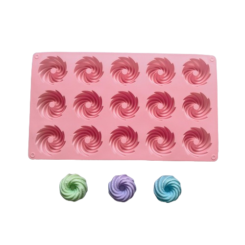 แม่พิมพ์ซิลิโคน พิมพ์สบู่ พิมพ์วุ้น พิมพ์ขนม รูปเกลียว 15 ช่อง