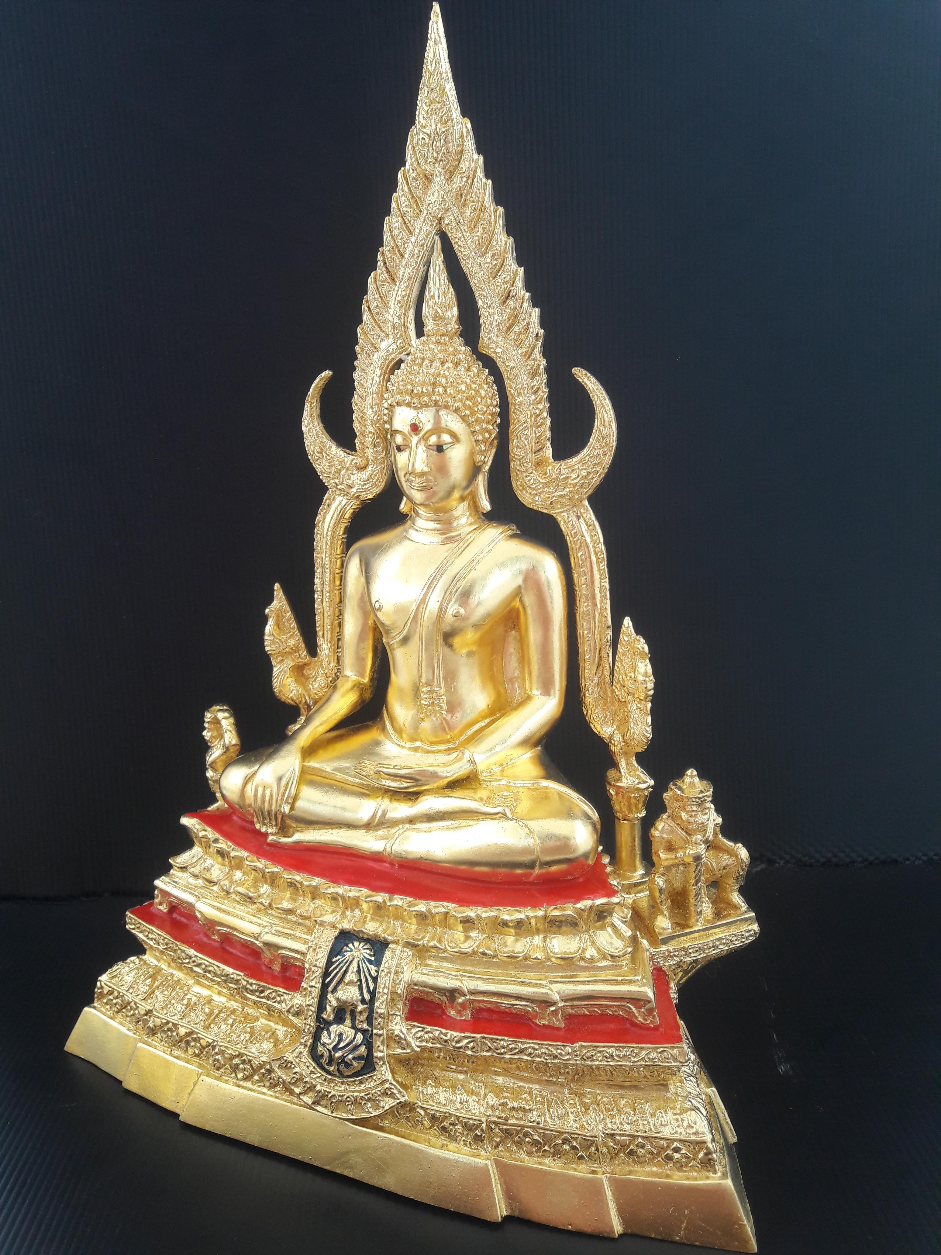 พระพุทธชินราช รุ่น "ภปร" ขนาดหน้าตัก5.9 นิ้ว เนื้อทองเหลือง ลงรักปิดทอง ออกโดยวัดใหญ่ พิษณุโลก รหัส0153